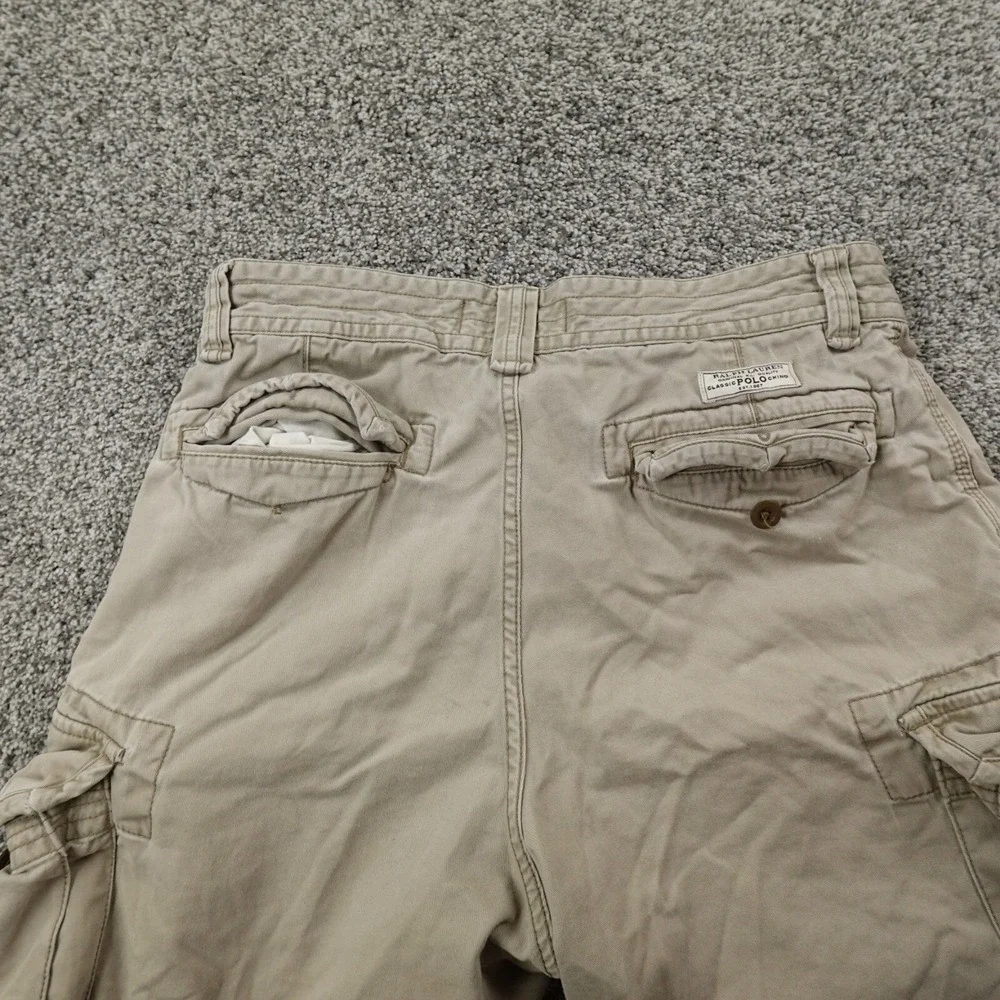 VTG Ralph Lauren Polo Shorts Mens 33 Beige Cargo Utility Hiking Military Outdoor